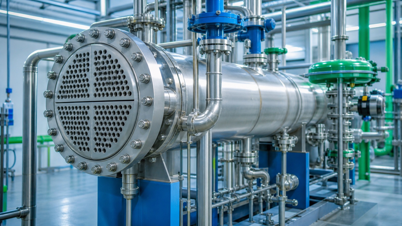 Échangeur sous pression avec tuyauteries industrielles